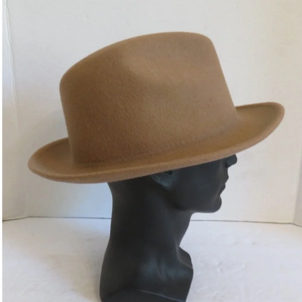 Yellow 108 Luke Fedora Hat Tan 100% Wool Water Repelant Medium  Made in USA